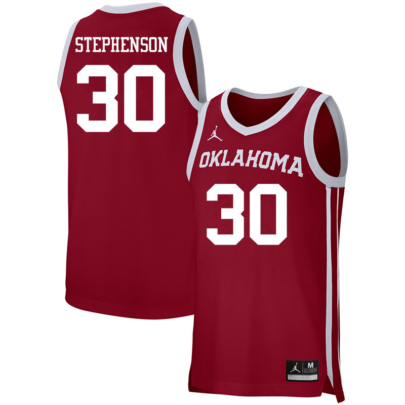 Oklahoma Sooners #30 Luke Stephenson Basketball Jerseys-Crimson